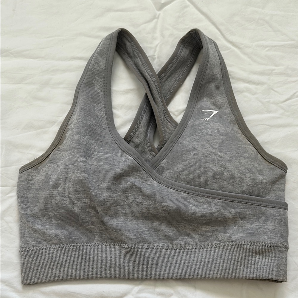 Gray Crossover Sports Bra